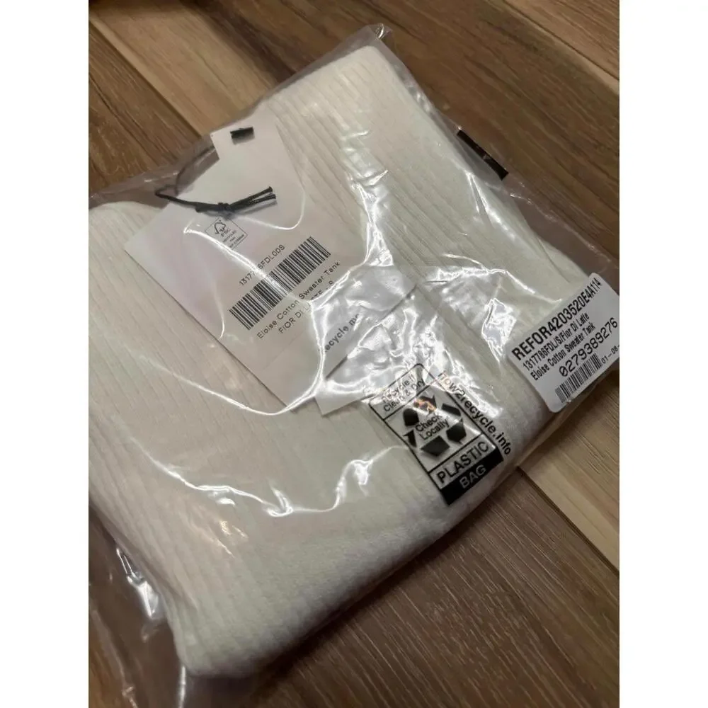 Reformation Cream Ribbed Button-Front Tank Top - Picture 4 of 5